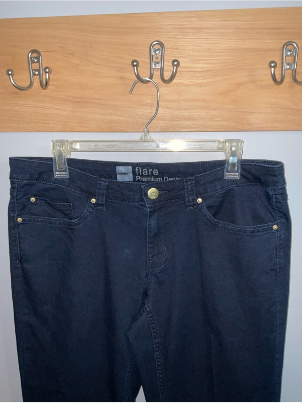 Mossimo Supply Co. Premium Stretch Denim Navy Flare Jeans Size 8 - Picture 3 of 7